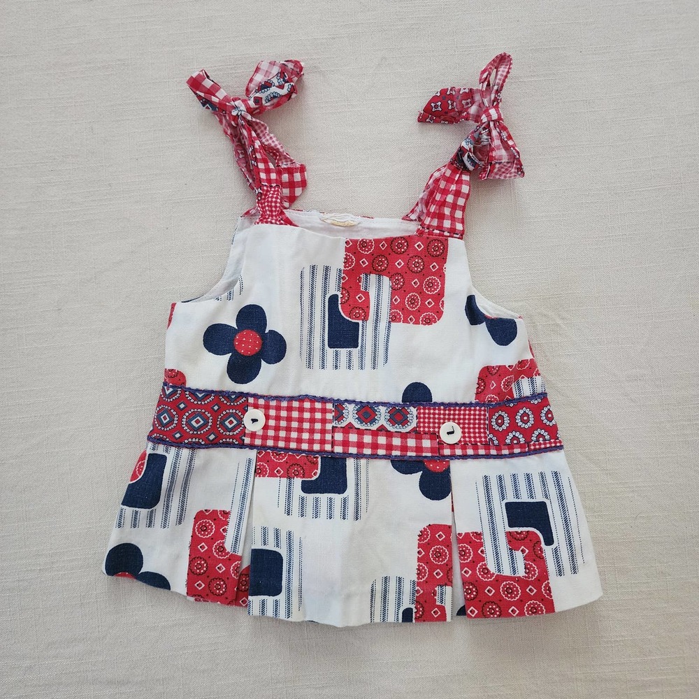 Vintage Girls Red White & Blue Patchwork Tank Top